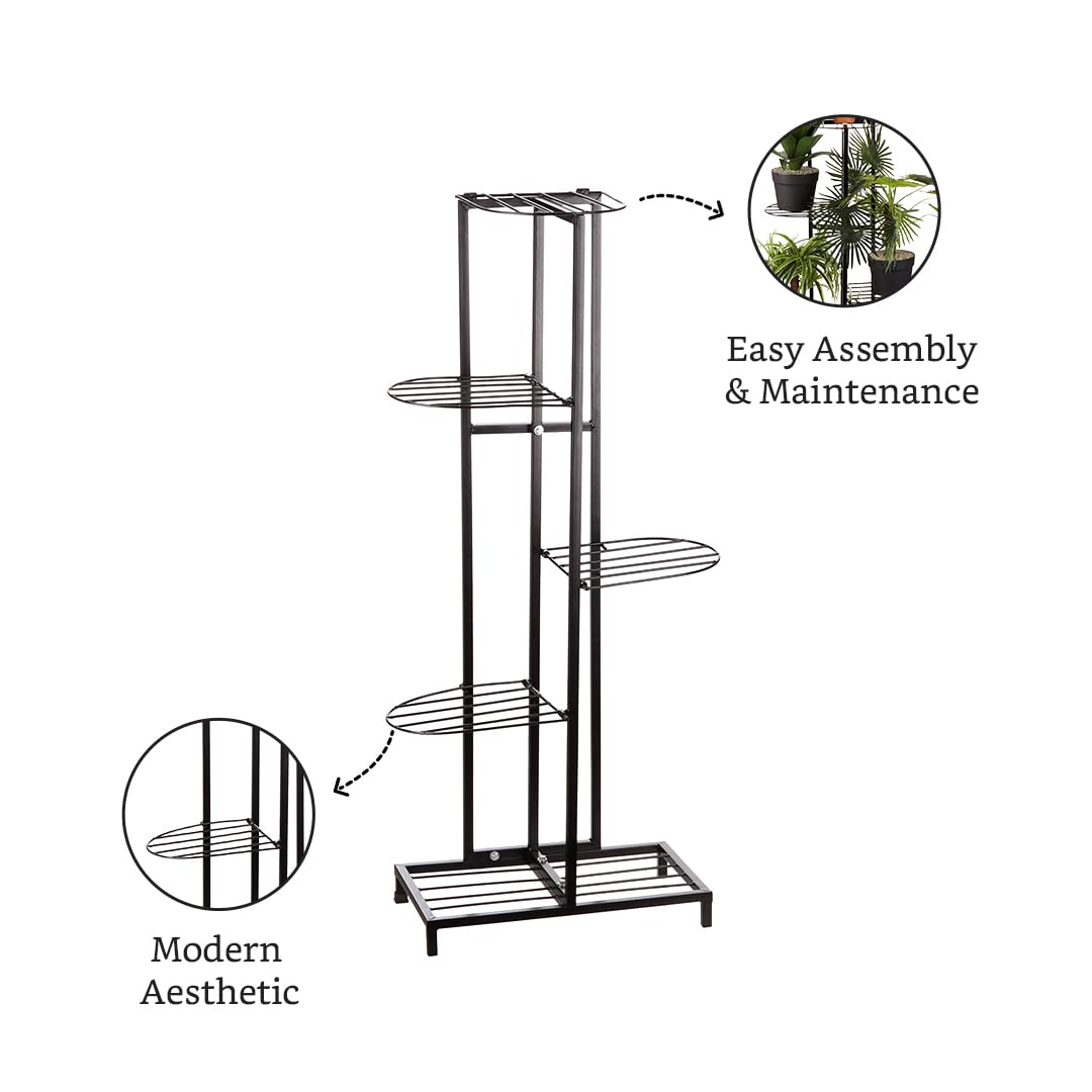 Sereniti 6 Tier Metal Potted Flower Pot Stand (Black)