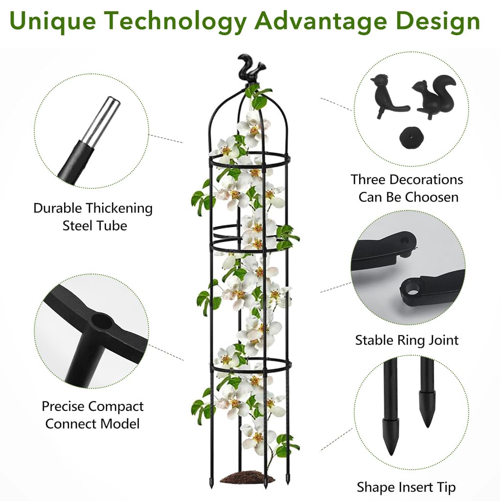 Harbor Garden Plant Support Cages Stakes - 120CM Plastic Creeper Support Stands