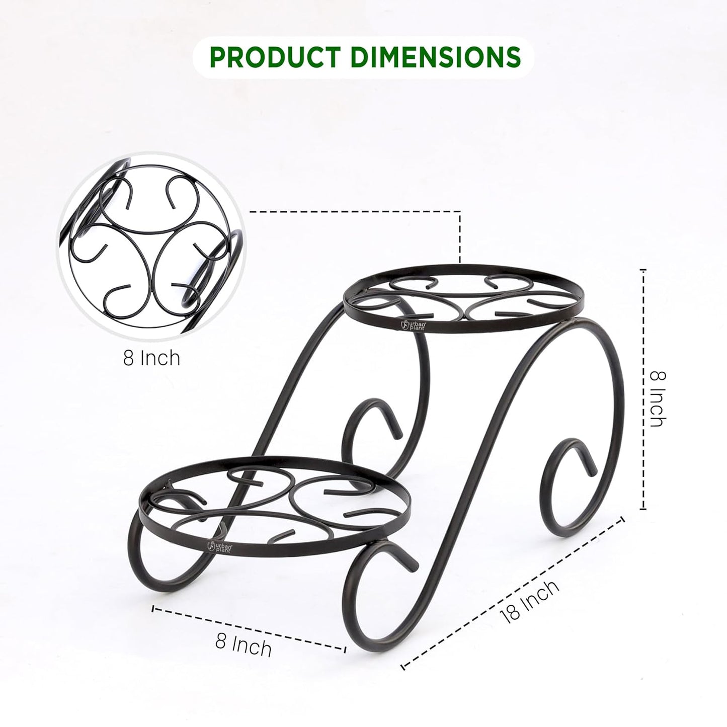 Upland Twinset Stand for Plants Decorative Iron Planter Stand for Potted Plants