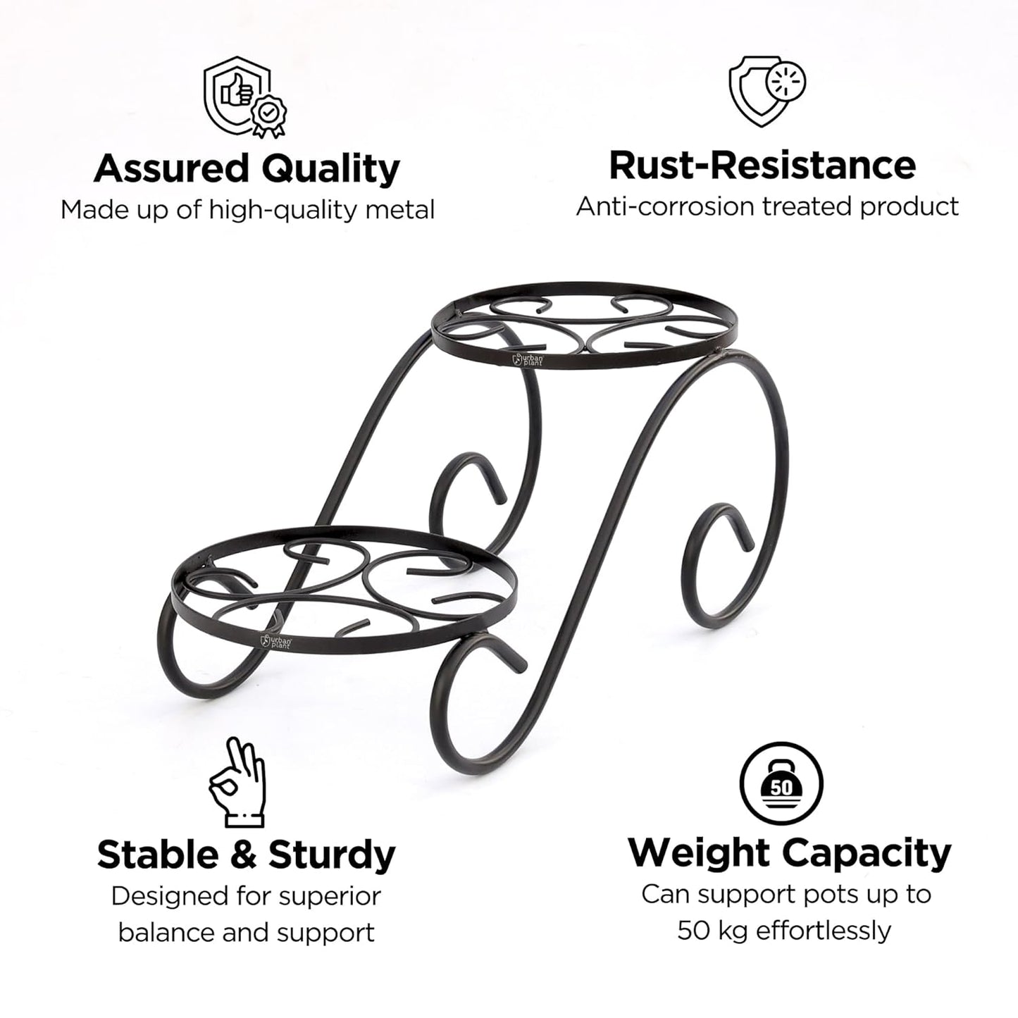 Upland Twinset Stand for Plants Decorative Iron Planter Stand for Potted Plants