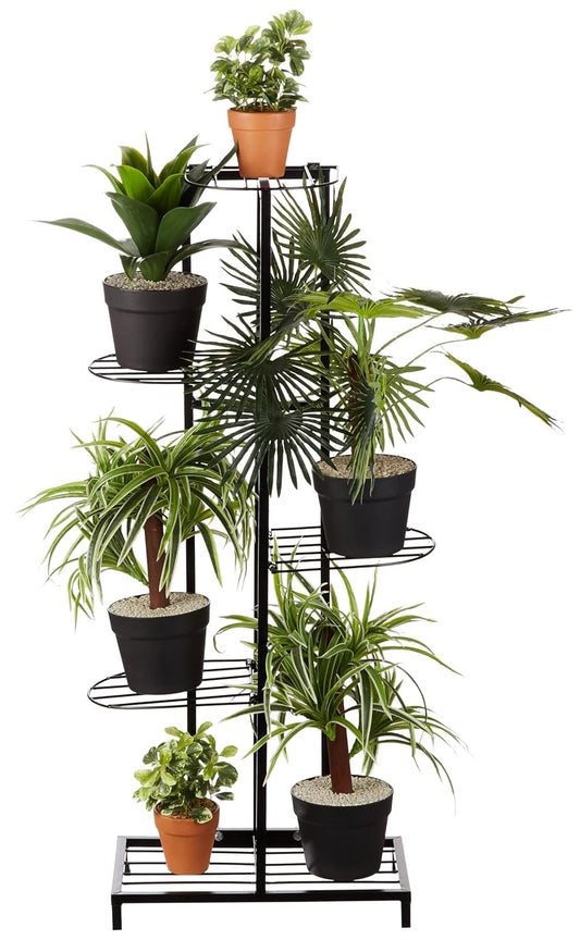 Sereniti 6 Tier Metal Potted Flower Pot Stand (Black)