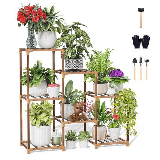 Earthwood Wooden Plant Stand for Balcony - Plant Stands for Indoor Living Room