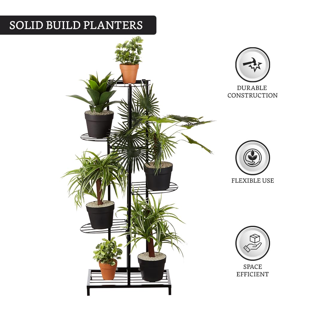 Sereniti 6 Tier Metal Potted Flower Pot Stand (Black)