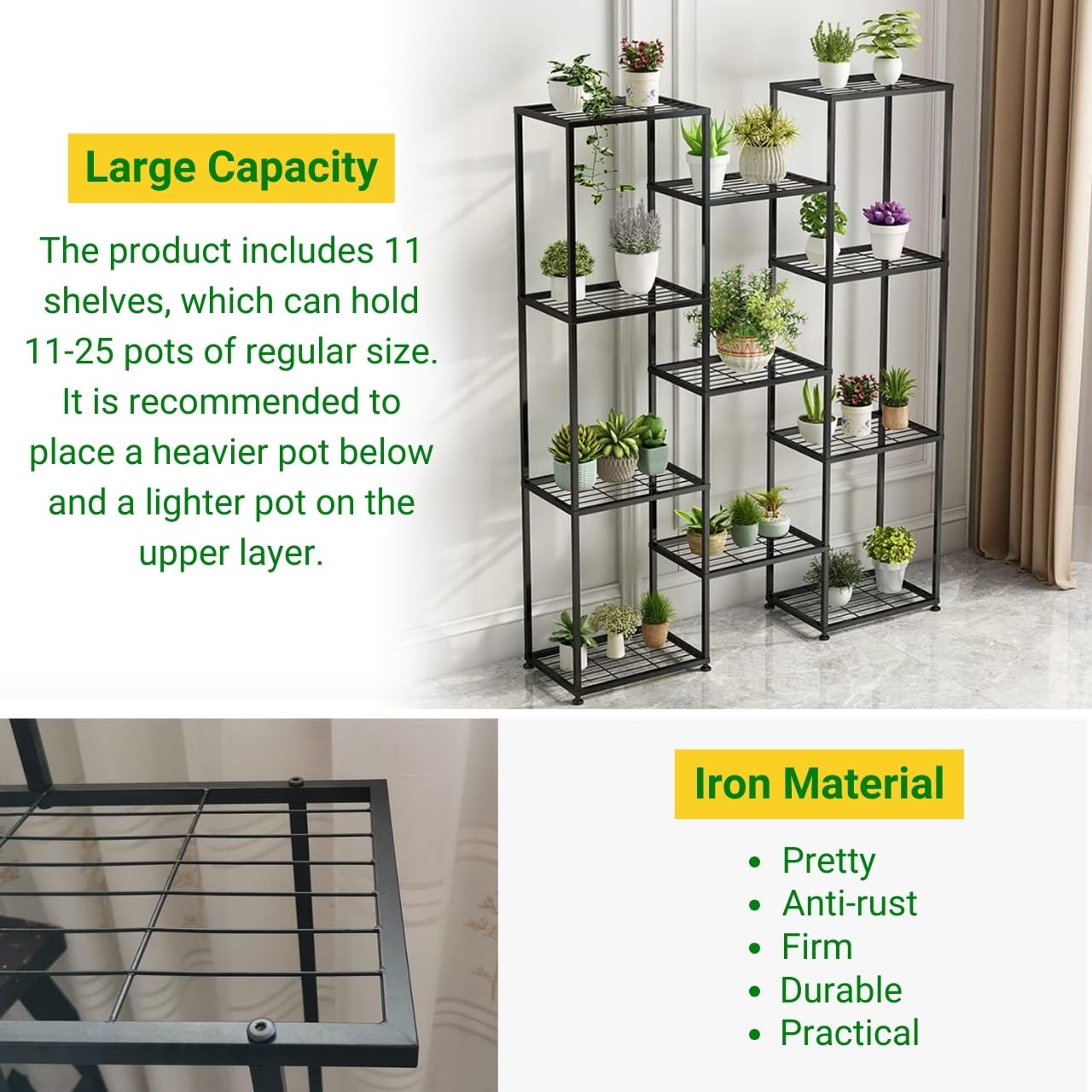 Everbloom Plantica Shelf Plant Stands for Outdoor Balcony, Flower Pot Stand for Indoor Plants