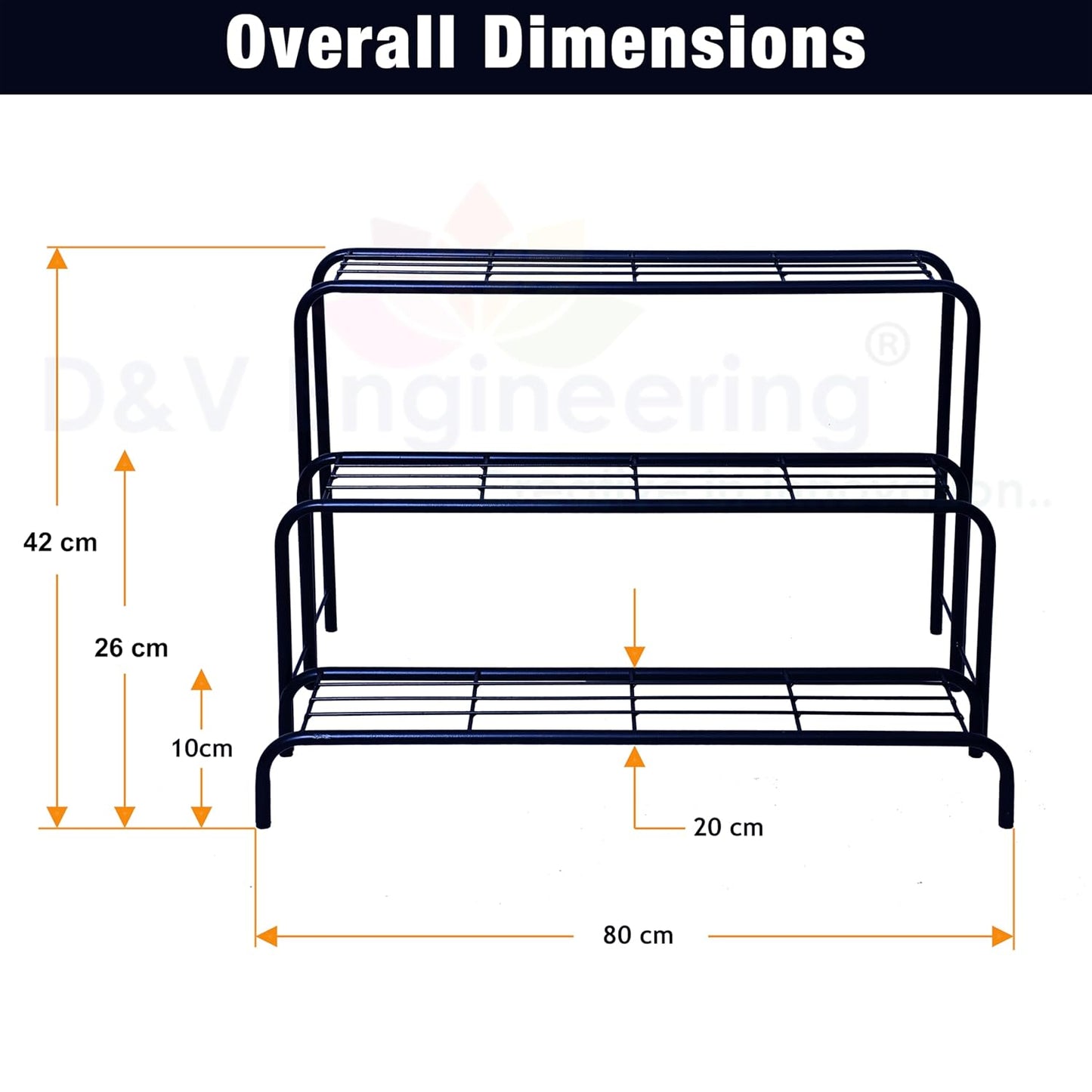 DecorVue Metal Planter Stand | 3-Tier Flower Pot Rack for Indoor & Outdoor Use